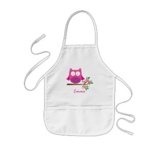 Pink Cute Owl Personalised Kids Apron