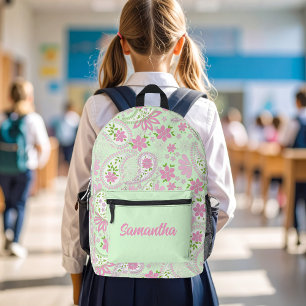 Pink Cute Paisley Pattern Personalised Printed Backpack