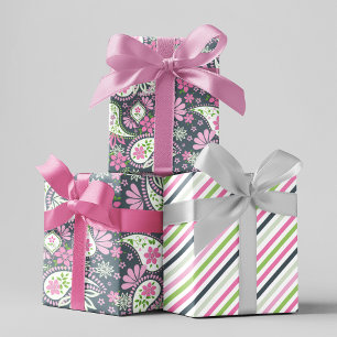 Pink Cute Paisley Print Modern Pattern Wrapping Paper Sheet