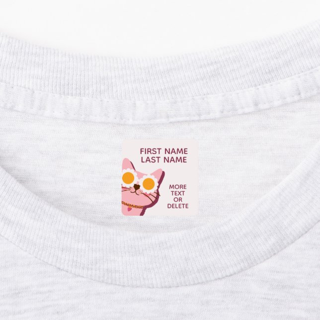 Pink Cute Personalised Girl Clothing Labels (Affixed)