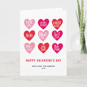 Pink Cute Quotes on Hearts Happy Valentine's Day Holiday Card