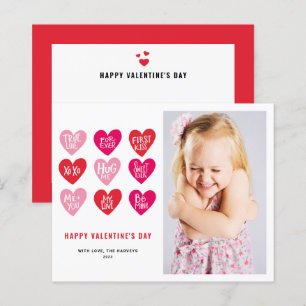 Pink Cute Quotes on Hearts Valentine's Day Card