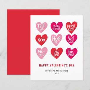Pink Cute Quotes on Hearts Valentine's Day Card