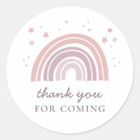 Pink cute rainbow. Kids birthday party thank you