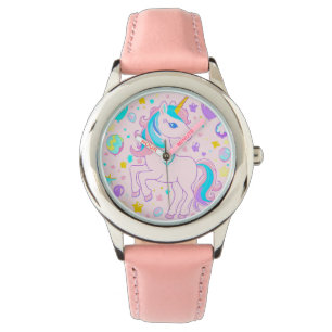 Pink Cute Rainbow unicorn birthday girls kids Watch