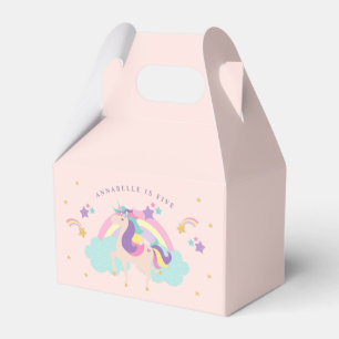 Pink   Cute Rainbow Unicorn Personalised Favour Box