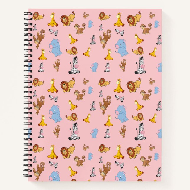 pink Cute safari animal pattern - Giraffe, Notebook (Front)