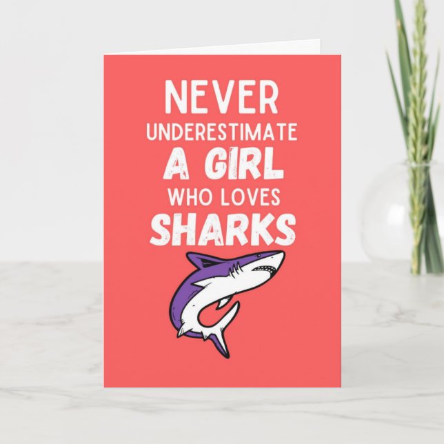 Pink Cute Shark Cards For Girls For Kids Children (Front)