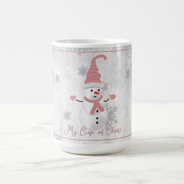 Pink Cute Snowman Holiday Mug (Center)