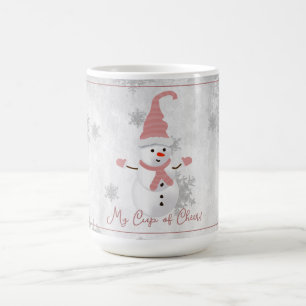 Pink Cute Snowman Holiday Mug