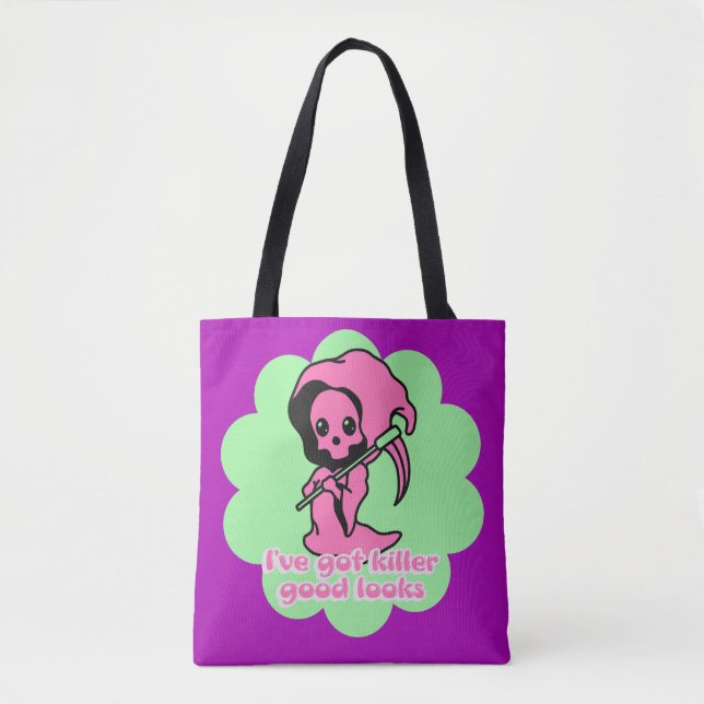 Pink Cute Spooky Grim Reaper Custom  Tote Bag (Front)