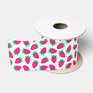 Pink Cute Strawberry Satin Ribbon