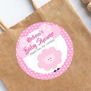 Pink Cute Sweet Lamb, Simple Modern Baby Shower Classic Round Sticker