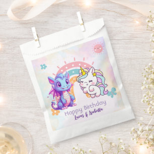 Pink Cute Unicorn dinosaurs rainbow Birthday party Favour Bags
