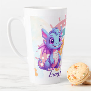 Pink Cute Unicorn dinosaurs rainbow Birthday party Latte Mug