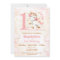 Pink Cute Unicorn Girl 1st Birthday Invitation
