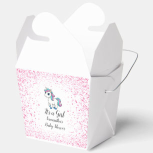 Pink cute watercolor unicorn baby shower Favour Box