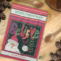 Pink Cute Whimsical Santa Personalised Christmas 