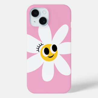 Pink Cute White Daisy IPhone 15 Case