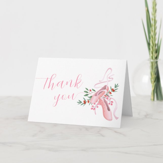 Pink Cute Winter Ballerina Tutu Cold Baby Shower  Thank You Card (Front)