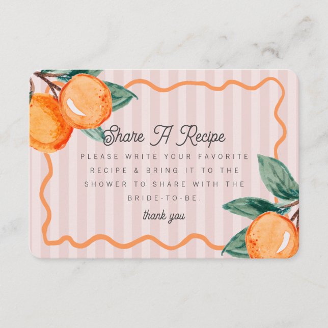 Pink Cutie Pastel Citrus Bridal Share a Recipe Enclosure Card (Front)