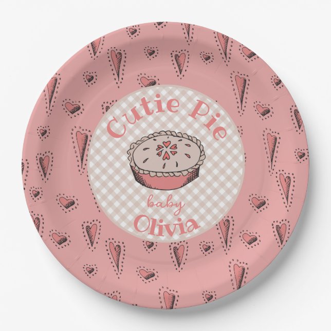 Pink Cutie Pie Autumn Baby Girl Paper Plate (Front)