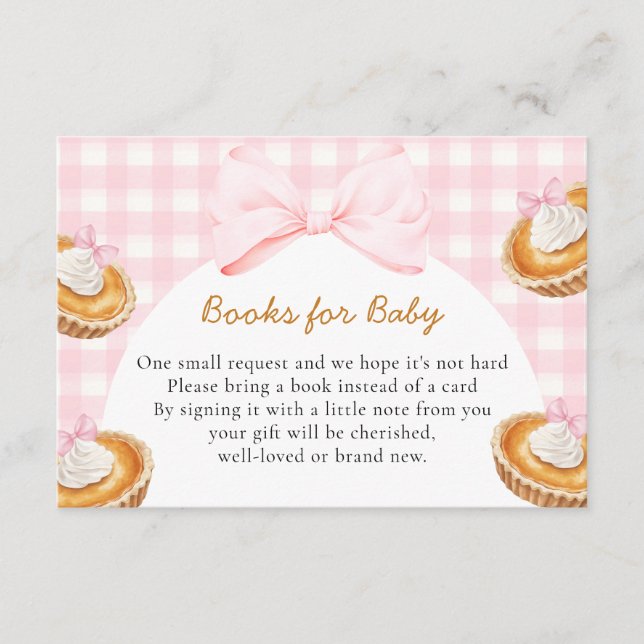 Pink Cutie Pie Baby Shower Books for Baby Enclosure Card (Front)