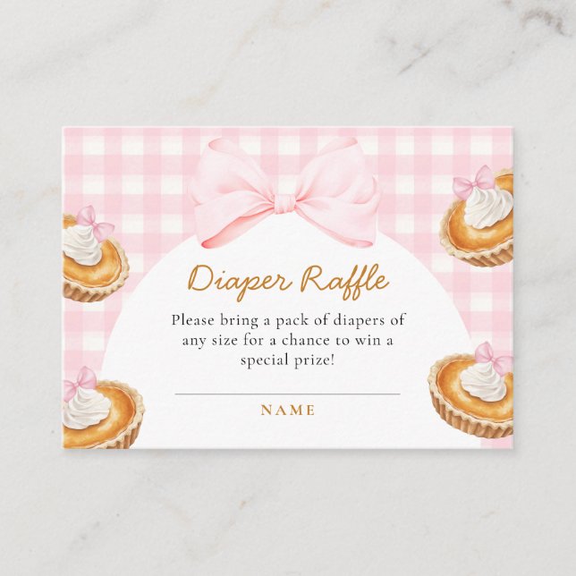 Pink Cutie Pie Baby Shower Diaper Raffle  Enclosure Card (Front)