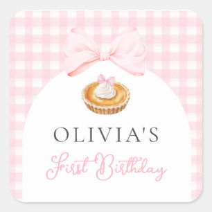 Pink Cutie Pie First Birthday Square Sticker