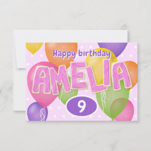 pink cutout letters cookies Amelia birthday Card