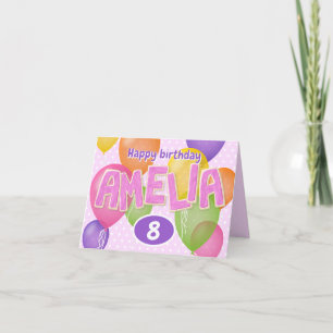 pink cutout letters cookies Amelia birthday Card
