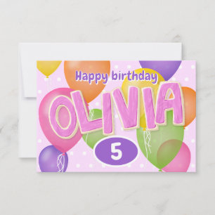 pink cutout letters cookies Olivia birthday Card