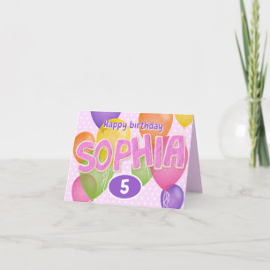 pink cutout letters cookies Sophia birthday Card