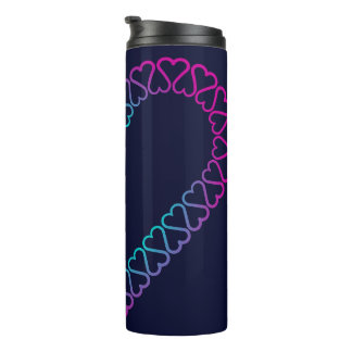 pink cyan hearts on thermal tumbler