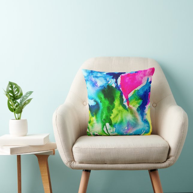 Pink Cyclamen flower abstract watercolor Cushion (Chair)