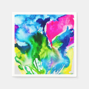 Pink Cyclamen flower abstract watercolor Napkin