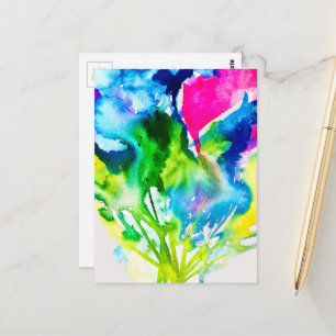 Pink Cyclamen flower abstract watercolor Postcard