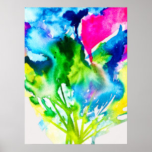 Pink Cyclamen flower abstract watercolor Poster