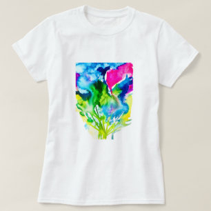 Pink Cyclamen flower abstract watercolor T-Shirt