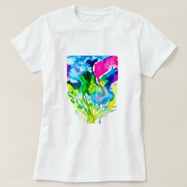 Pink Cyclamen flower abstract watercolor T-Shirt (Design Front)