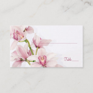 Pink Cymbidium Orchid Floral Wedding Place Cards