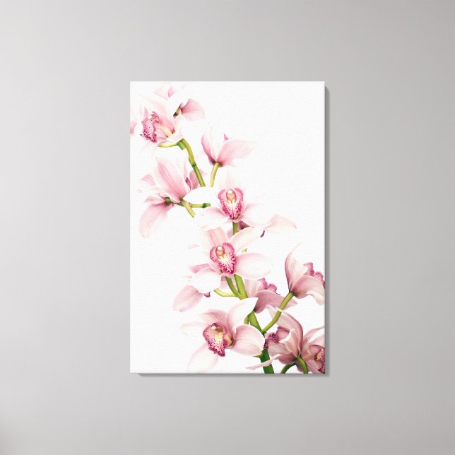 Pink Cymbidium Orchid Flower Wrapped Canvas Print (Front)