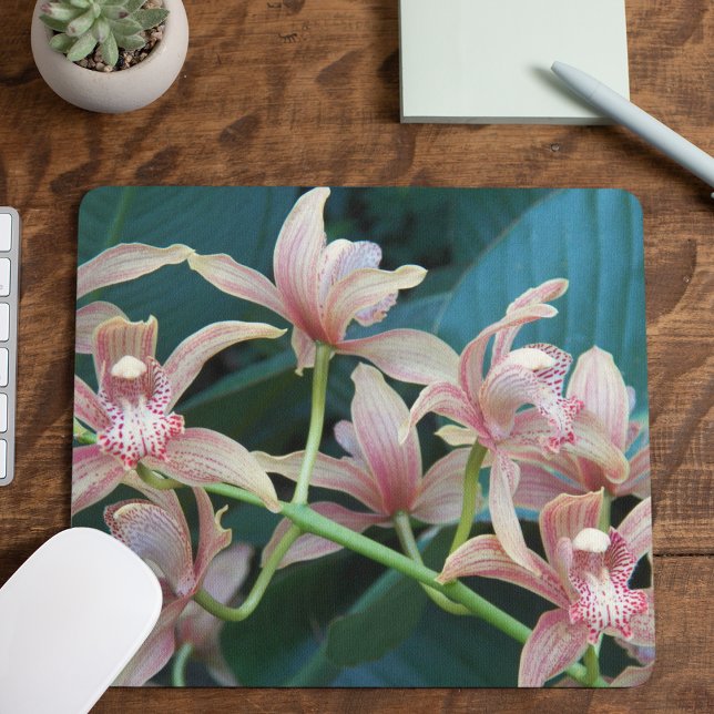 Pink Cymbidium Orchids Floral Mouse Mat (In Situ)