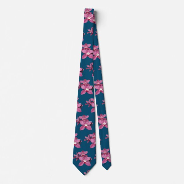 Pink Cymbidium Orchids Tie (Front)