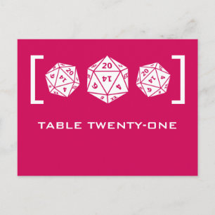 Pink D20 Dice Gamer Table Number Postcard