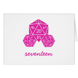 Pink D20 Dice Table Number Card
