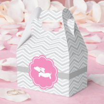 Pink Dachshund Baby Shower Party Favour Box
