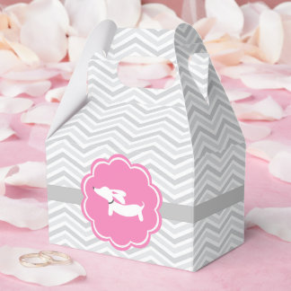 Pink Dachshund Baby Shower Party Favour Box