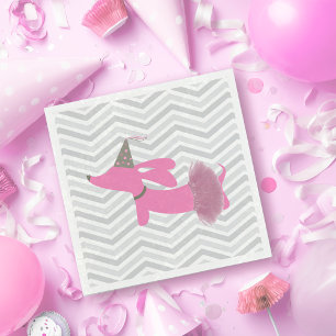 Pink Dachshund Ballerina Tutu Party Napkins