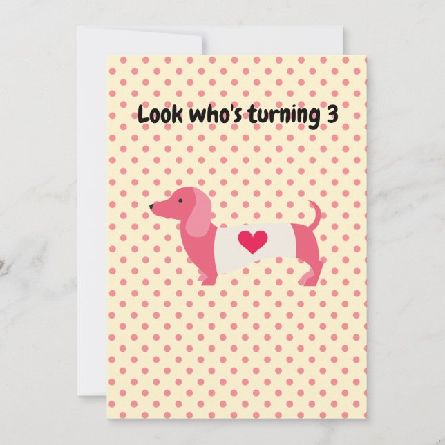 Pink Dachshund Birthday Party Invitation (Front)